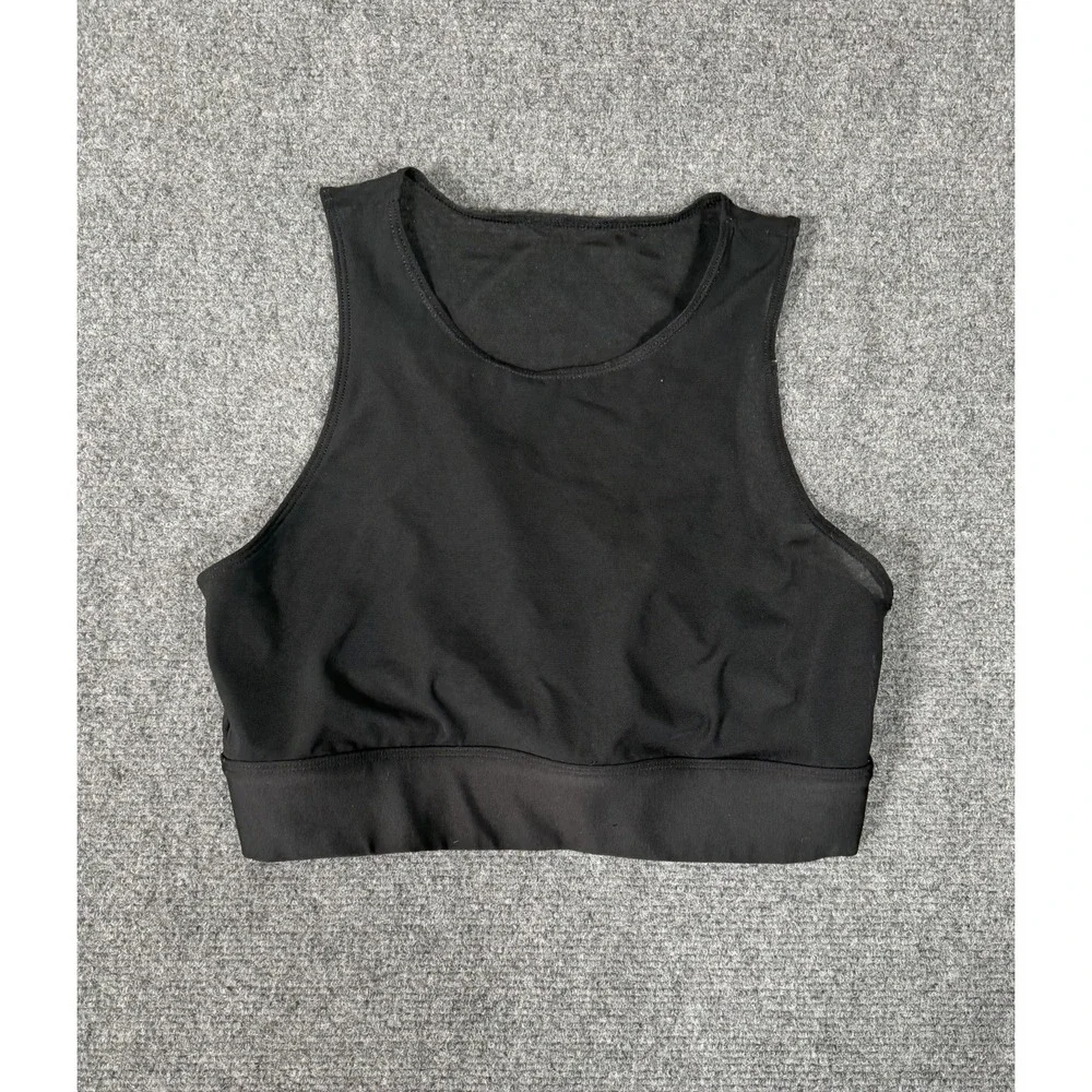 Alo Yoga Mesh High Neck Sports Bra Womens Size Small Black Racerback Crop Top